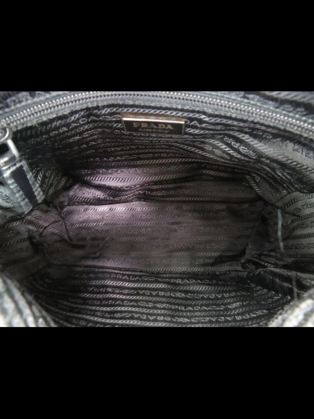 Prada Black Nylon Messenger Bag with Silver Hardware
